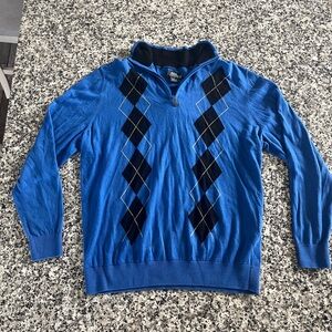 PGA Tour Blue Argyle Half-Zip Sweater